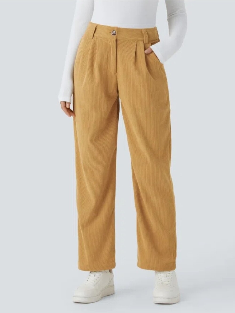 HALARA Wide-Leg Corduroy Pants in Mustard 3x